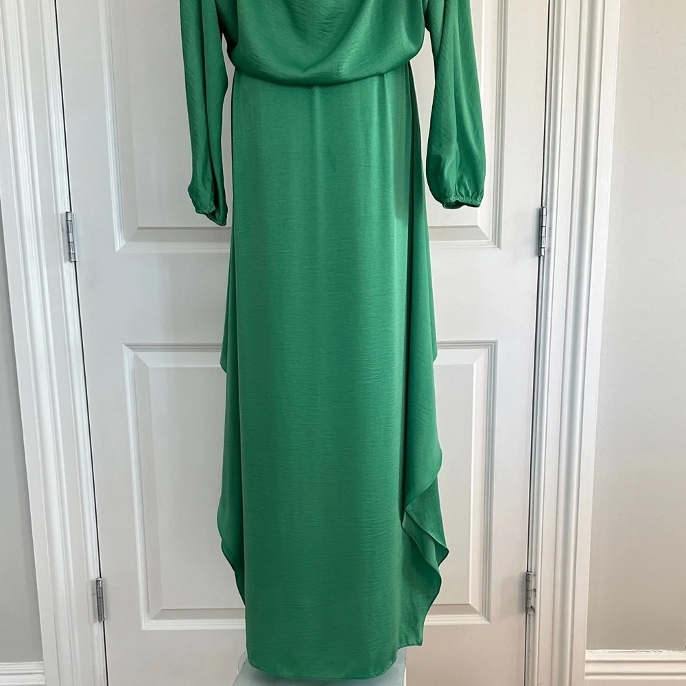 BCBGMaxAzria Carie Kelly Green Drape Bateau Wedding Guest Prom Dress Size S-M-L - Picture 11 of 15